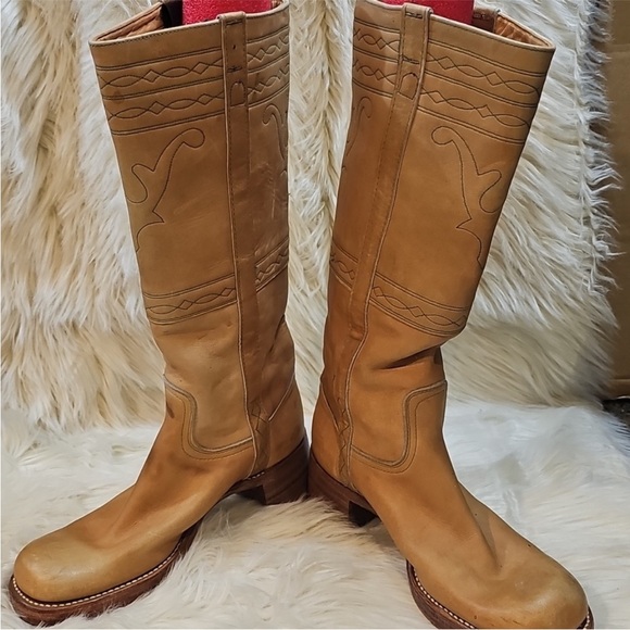 Frye 70s black label banana leather horse boots 8 women - Picture 4 of 10